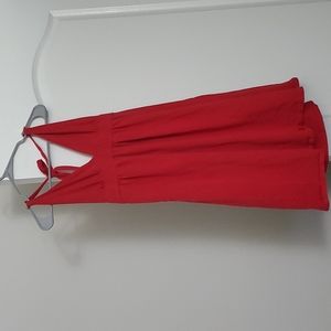 Red beach dress with gold accents and built in support!